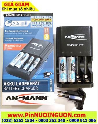 Ansman Powerline 4Smart _Bộ sạc Pin kèm sẳn 2 pin sạc Ansman Mignon AA2500mAh 1.2v 